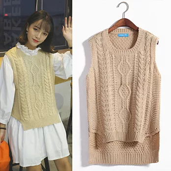 【MsMore】復古圓領粗針織麻花背心610100001F黃