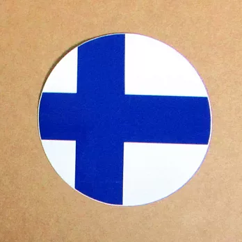 【國旗商品創意館】芬蘭國旗圓形抗ＵＶ、防水貼紙／Finland~