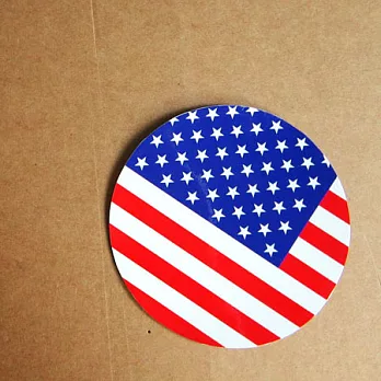 【國旗商品創意館】美國旗圓形抗ＵＶ、防水貼紙／USA~