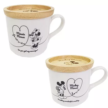 【日本進口正版】迪士尼 米奇/米妮 木蓋 握柄陶瓷馬克杯 Disney -米奇款