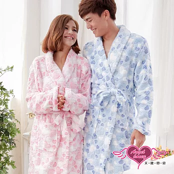 天使霓裳 保暖睡袍 甜蜜愛意 一件式珊瑚絨連身睡衣(粉or藍F) F粉