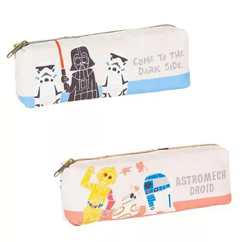 【日本進口正版】星際大戰 日本製 童趣 雙層 筆袋/收納包/化妝包 Star Wars -藍色款