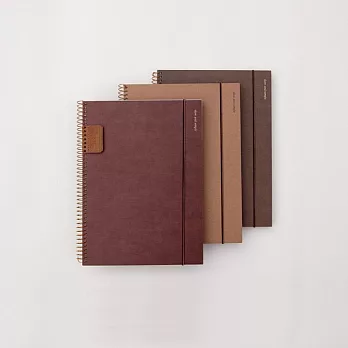 Jstory 簡約環裝皮標無時效日記本-紅棕