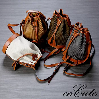 eeCute巴黎女伶束口水桶包(三色可選)-EEEL016-質感綠