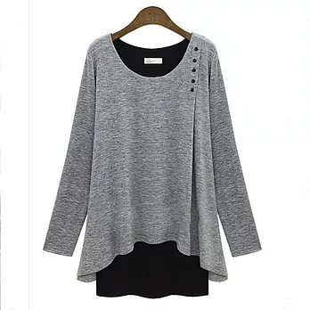 【MsMore】棉柔感莫代爾彈力假兩件上衣601240002M灰