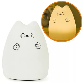 貓咪USB充電變色矽膠檯燈招財貓