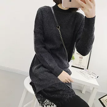 【MsMore】蕾絲下擺毛織洋裝610500019F黑