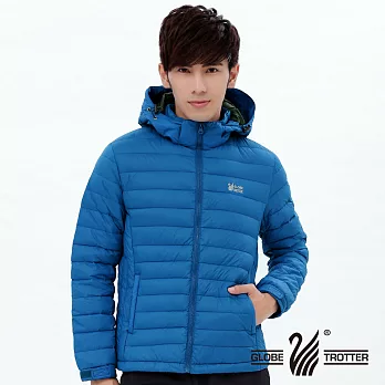 【遊遍天下】男款JIS90%羽絨防風防潑水修身連帽羽絨外套(G0345)M藍色
