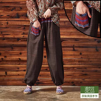 【潘克拉】編織腰頭口袋燈籠褲(3色)-F　FREE咖