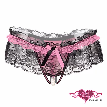 天使霓裳 丁字褲 雙色纏繞 蝴蝶結蕾絲開襠三角性感內褲(共3色) FREE粉