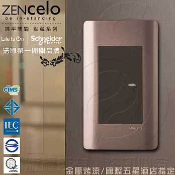 法國Schneider ZENcelo系列 單切三路純平開關_古銅棕(125V/15A)