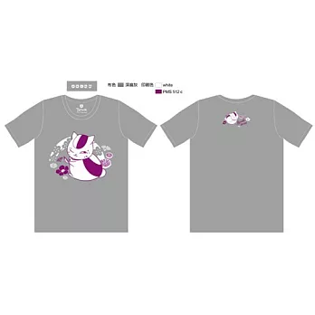 夏目友人帳-潮流T-shirt(樹葉)(貓)S灰色