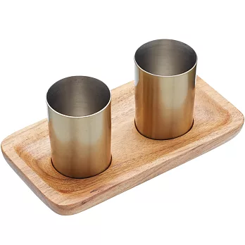 《KitchenCraft》木盤+銅面烈酒杯