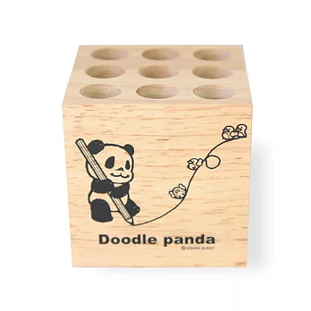 塗鴉熊貓木製筆筒-小鳥(DPG20-02)