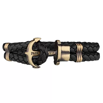 PAUL HEWITT 皮革編織古銅色船錨款手環L黑色