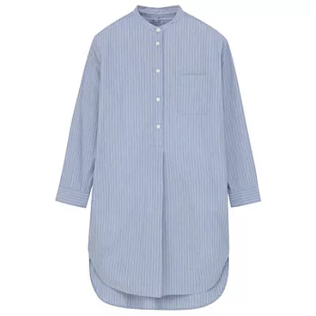 [MUJI無印良品]女有機棉水洗直紋洋裝S淺藍