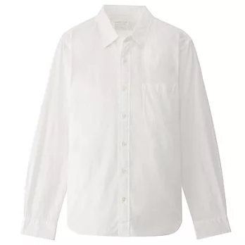 [MUJI無印良品]男有機棉水洗平織布襯衫S白色