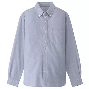 [MUJI無印良品]男有機棉水洗牛津布扣領襯衫XS藍色