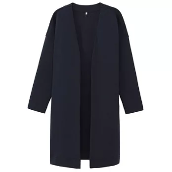 [MUJI無印良品]女棉混二重織大衣ML深藍