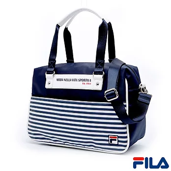 FILA條紋時尚手提側肩背多用包-BMQ-1101-NV-學院藍
