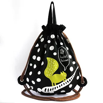 layoo 來喲│【台南孔廟松鼠】 帆布束口後背包 手提後背兩用-黑色