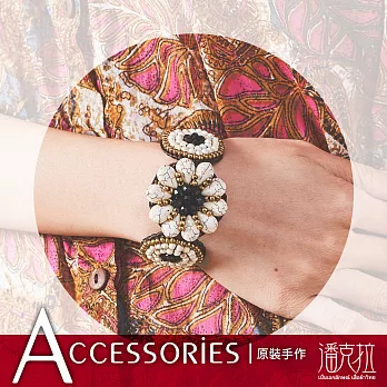 【潘克拉Accessories】白玉石蠟繩編織手環杏