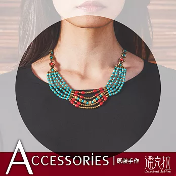 【潘克拉Accessories】青紅玉石蠟繩短項鍊青紅