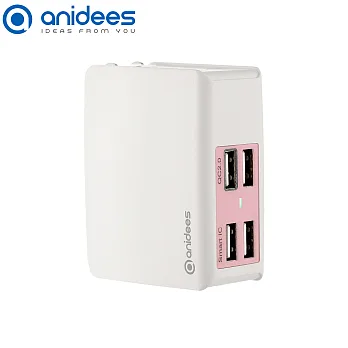 anidees 4+ QC2.0 USB充電器 (多國插頭) (粉紅)
