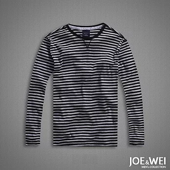 【JOE & WEI】V型車線水洗條紋TEE(灰黑)-L　L灰黑