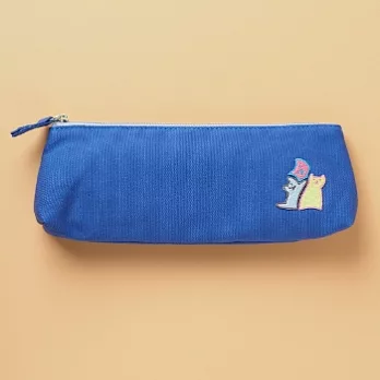 【AIUEO】棉布刺繡筆袋_貓咪拼圖(藍)