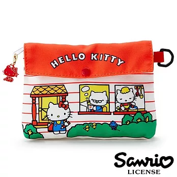 【日本進口正版】三麗鷗 Hello Kitty 凱蒂貓 扁平 化妝包/收納包 Sanrio -Kitty家人款