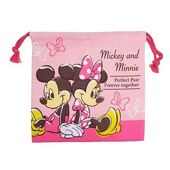 【日本進口正版】迪士尼 帆布 束口袋/收納袋 Disney -米奇米妮款