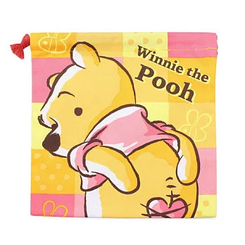 【日本進口正版】迪士尼系列 帆布 束口袋/收納袋 Disney -小熊維尼款