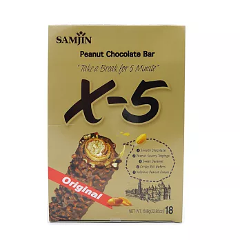 【韓國 Samjin】X-5 迷你花生巧克力捲心酥36g*18-裝