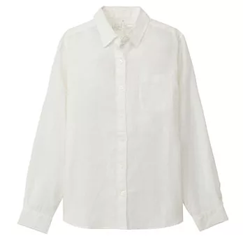 [MUJI無印良品]女法國亞麻水洗襯衫M白色