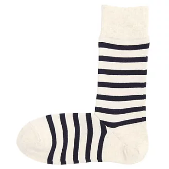 [MUJI無印良品]男有機棉混寬橫紋直角襪粉米25~27cm