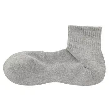 [MUJI無印良品]男有機棉混足底圈絨直角短襪灰色25~27cm