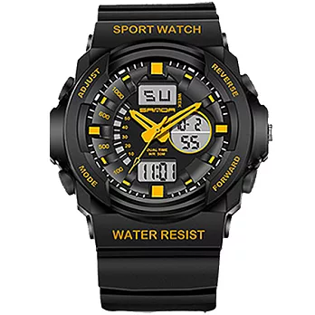 Watch-123 高精準夜光多功能雙顯電子錶 (5色任選)黑金