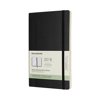 MOLESKINE 日程系列/2017-18年18M週記本/軟殼13*21/大型LARGE/黑