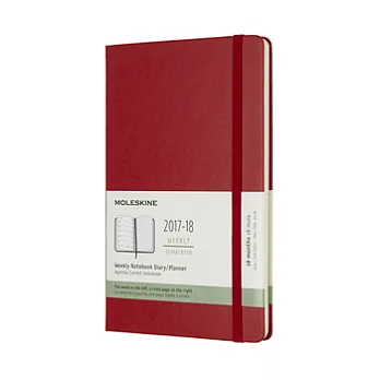 MOLESKINE 日程系列/2017-18年18M週記本/13*21/大型LARGE/紅