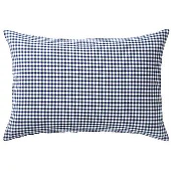 [MUJI無印良品]有機棉柔舒水洗棉格紋枕套/50/深藍