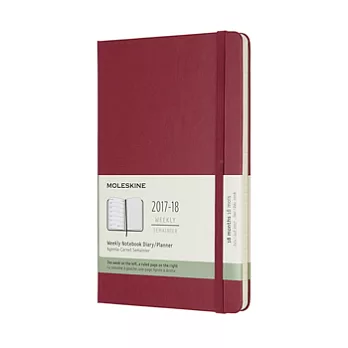 MOLESKINE 日程系列/2017-18年18M週記本/13*21/大型LARGE/酒紅