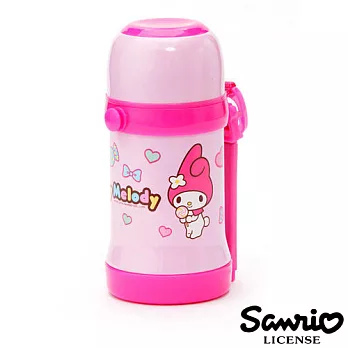 【日本進口正版】美樂蒂 My Melody 不鏽鋼 保溫瓶 保冷瓶 附背帶 450ml 三麗鷗 Sanrio