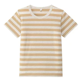 [MUJI無印良品]兒童有機棉每日兒童服橫紋短袖T恤130芥黃