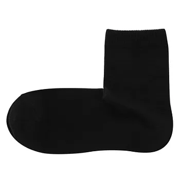 [MUJI無印良品]女有機棉混足口寬鬆舒適直角短襪黑色23~25cm
