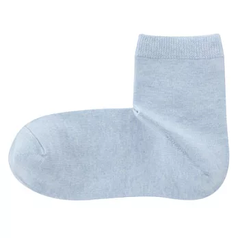 [MUJI無印良品]女有機棉混足口寬鬆舒適直角短襪淺藍23~25cm