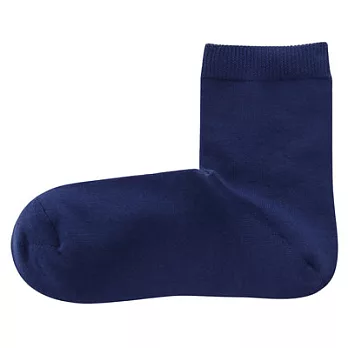 [MUJI無印良品]女有機棉混足口寬鬆舒適直角短襪藍色23~25cm