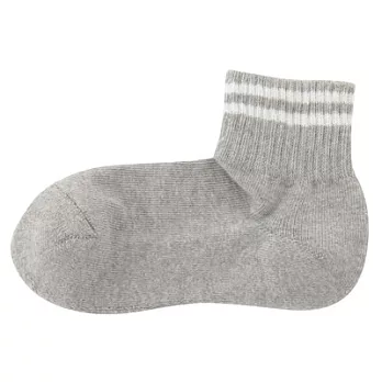 [MUJI無印良品]女有機棉混織線直角短襪灰色23~25cm