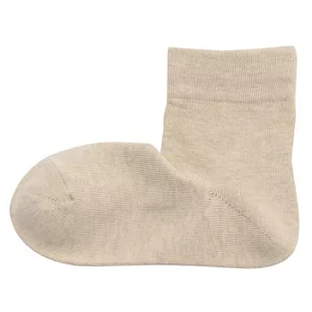 [MUJI無印良品]女有機棉混足口寬鬆舒適直角襪米色23~25cm