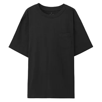 [MUJI無印良品]男有機棉寬版T恤L黑色